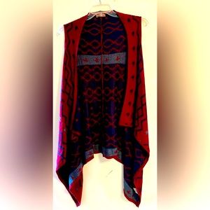 Moon Aztec southwestern open cardigan red and blue size medium